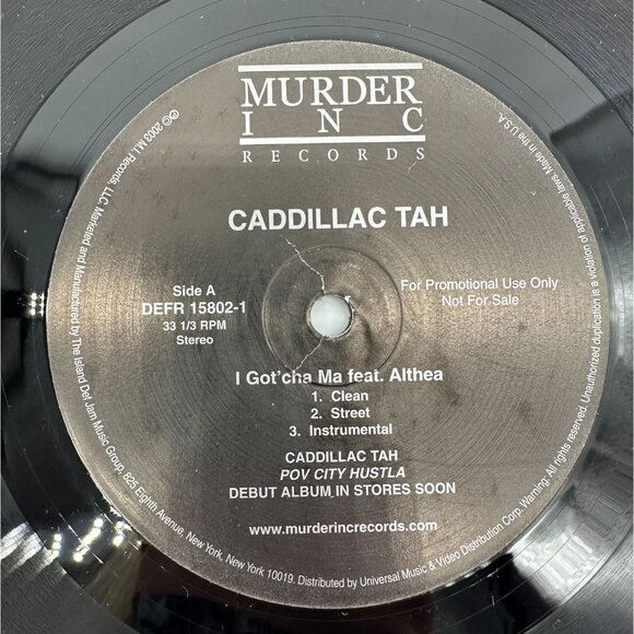 Caddillac Tah Promo Vinyl Record 2003 Murder Inc Gotcha Ma 40 Shots Y2K Rap Vtg - Picture 4 of 9